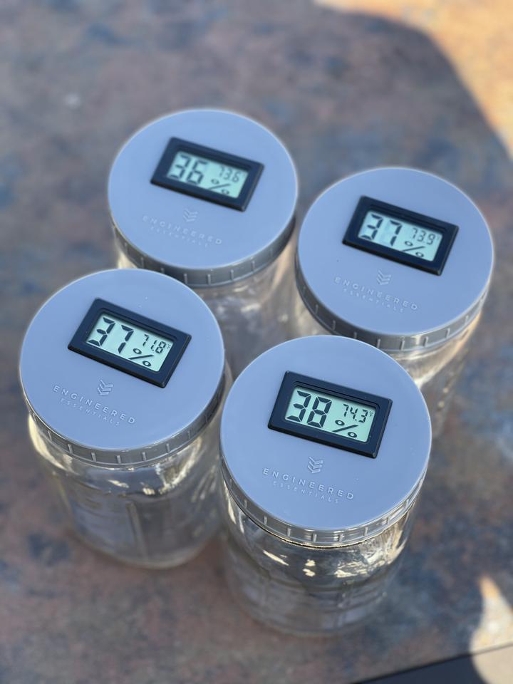 Airtight Mason Jar Lids Built-In Stash Hygrometer Herb Curing monitor fits  all Ball Wide Mouth